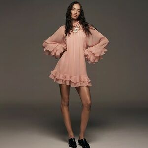 Anthropologie Pink Ruffle Mini Dress